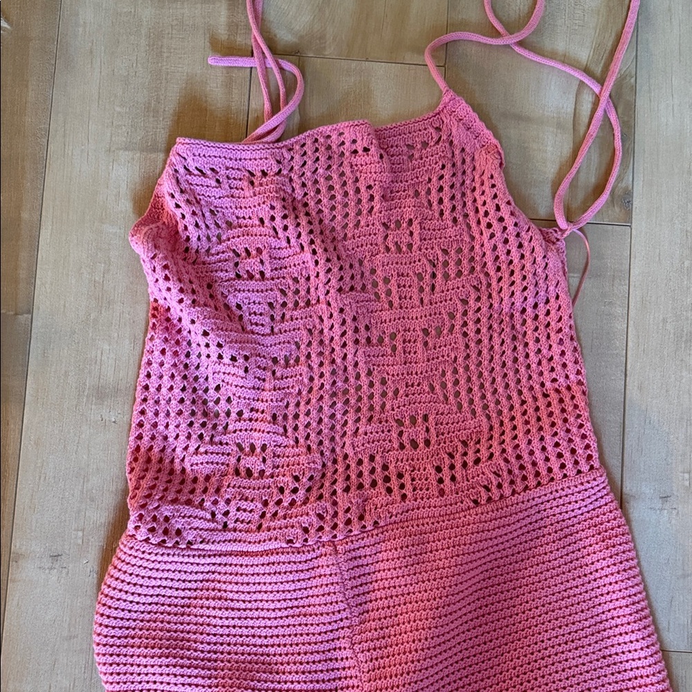 Pink Crochet Romper